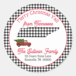 God jul Y'all Tennessee Returadress Runt Klistermärke