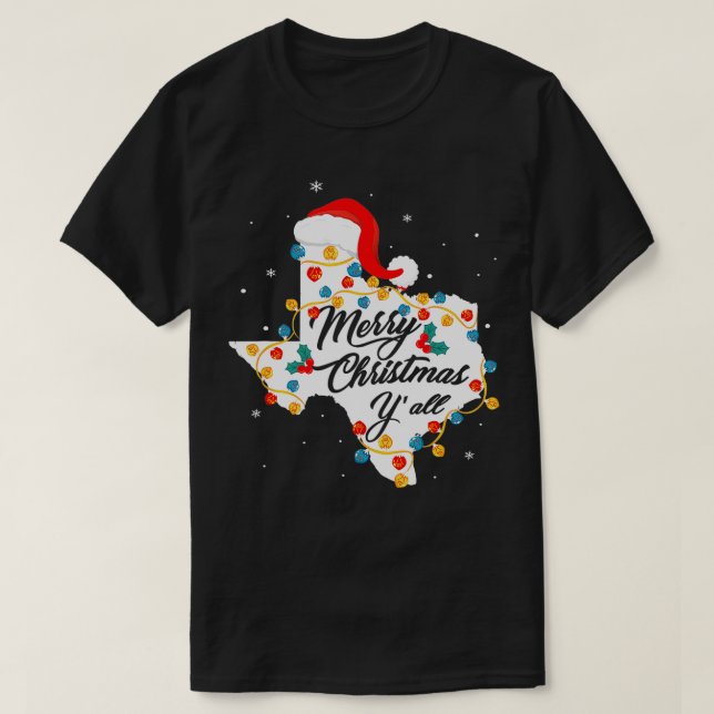God jul YAll Texas State Texan Helgdag Manar T Shirt (Design framsida)