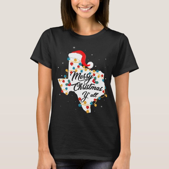 God jul YAll Texas State Texan Helgdag T Shirt (Framsida)