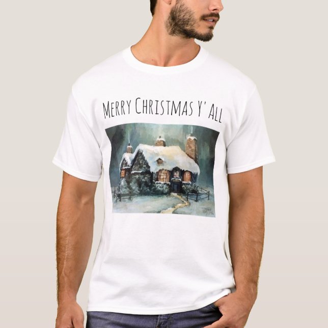 God jul Y'All underbara vinternatt T Shirt (Framsida)