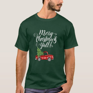 God jul Y'all Vintage Lastbil Grönt T Shirt