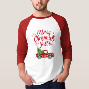 God jul Y'all Vintage Red Lastbil T Shirt