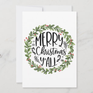 God jul Y'all Watercolor Wand Julkort