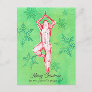 God jul Yoga Träd Pose Personlig Helg Vykort