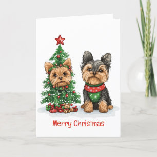 God jul Yorkie Hundar Helgkort