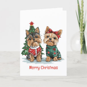 God jul Yorkie Hundar Helgkort