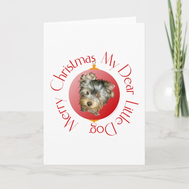 God Jul Yorkshire Terrier Helgkort (Framsida)