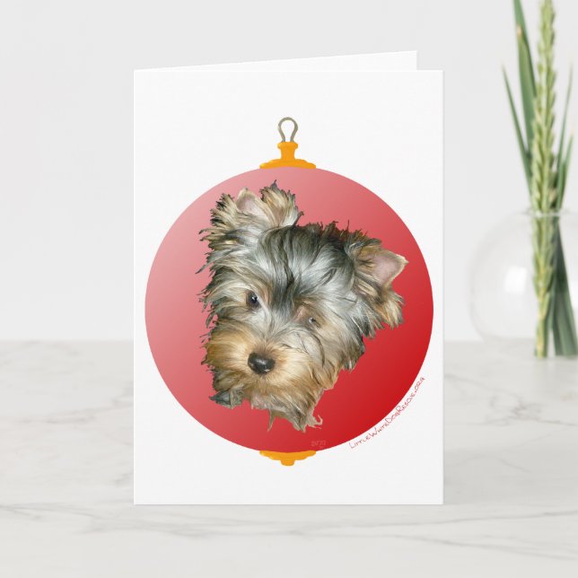 God Jul Yorkshire Terrier Helgkort (Framsida)