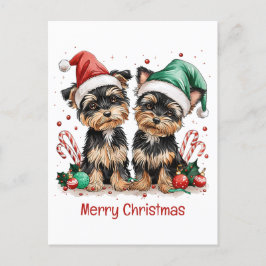 God jul Yorkshire Terrier Hundar Helg Vykort