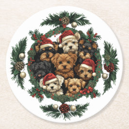 God jul Yorkshire Terrier Hundar Underlägg Papper Rund