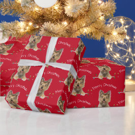 God jul Yorkshire Terrier on Red Presentpapper