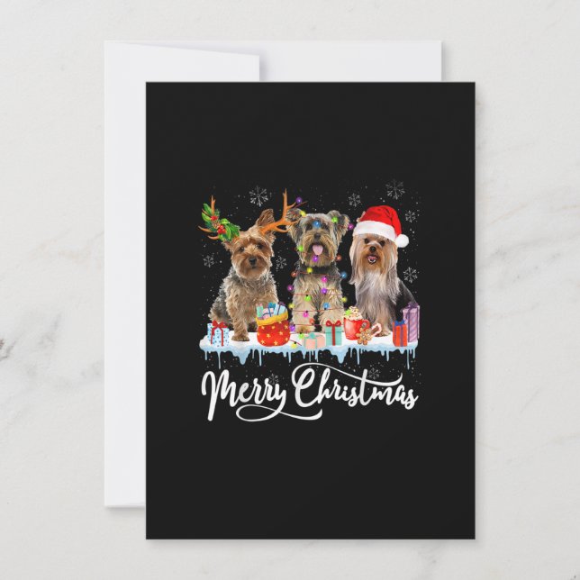 God jul Yorkshire Terrier Santa Reindeer L Inbjudningar (Framsida)