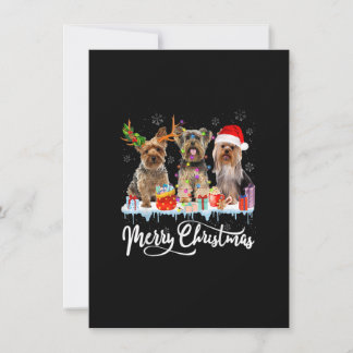 God jul Yorkshire Terrier Santa Reindeer L Inbjudningar