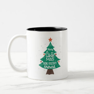 God jul You Filthy Animal Funy Julafton Två-Tonad Mugg