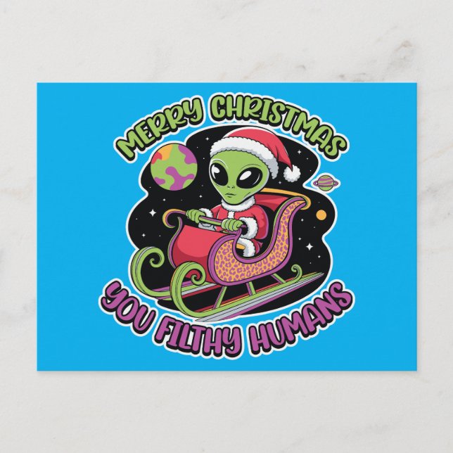 God jul You Filthy Humans Helg Vykort (Framsida)