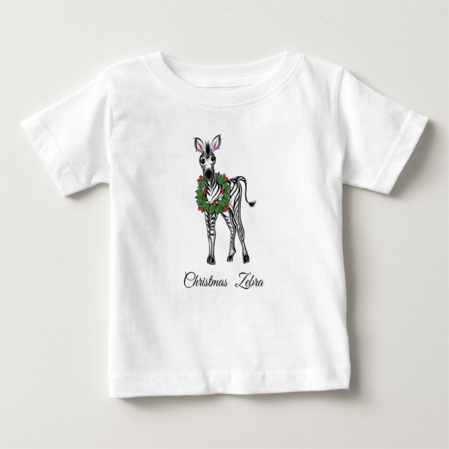 God jul Zebra, frisk grönt T Shirt (Framsida)