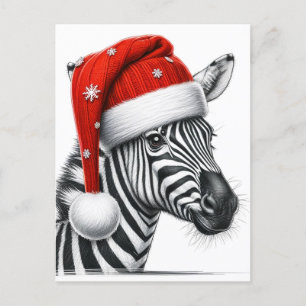 God jul Zebra Santa Hat Vykort