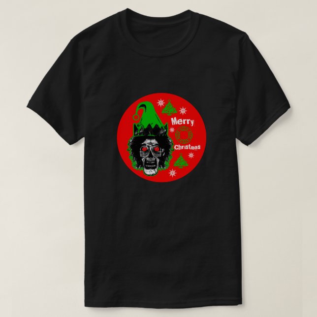 God jul Zombie Red Öga Red Circle T Shirt (Design framsida)