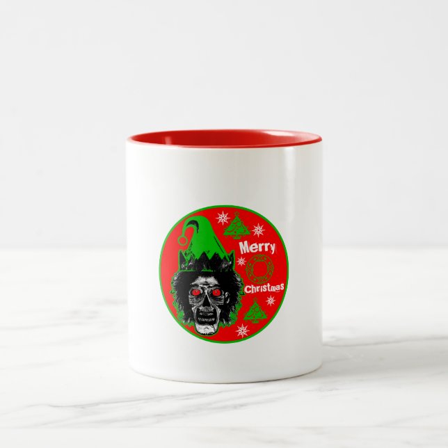 God jul Zombie Red Öga stil 2 Två-Tonad Mugg (Center)