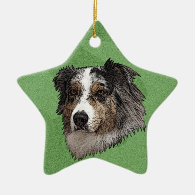 God julaustralian shepherd julgransprydnad keramik (Framsidan)