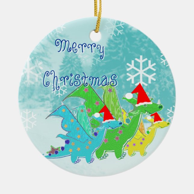 God juldrakar julgransprydnad keramik (Framsidan)