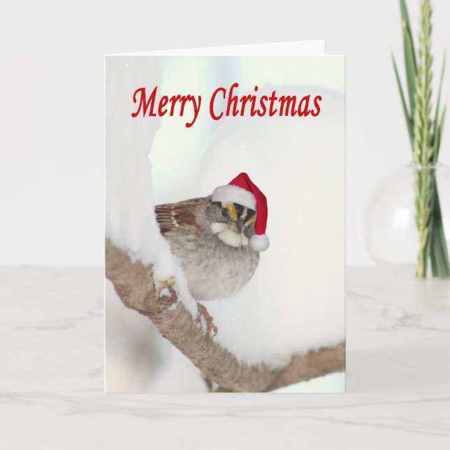 God julfågel med kortet för Santa hatthälsning Helgkort (Framsida)