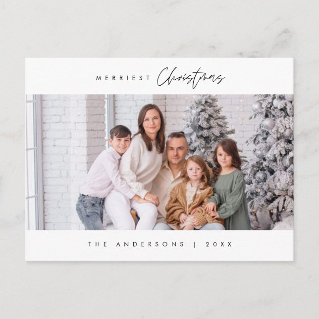 God julfamiljs-foto, modern Mysigt Vykort (Framsida)