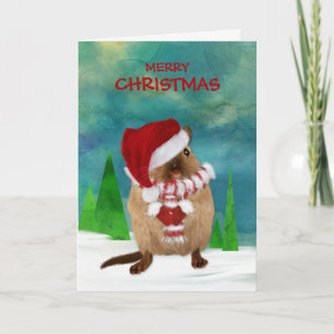 God julGerbilSanta hatt i vinterplats Helgkort