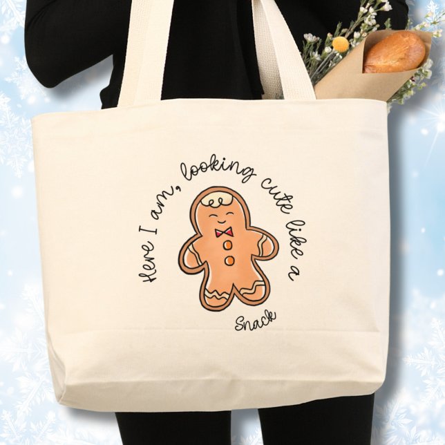 God Julgingerbröd Cookie Jumbo Tygkasse (Christmas gingerbread cookie tote bag, Funny totebag, looking cute like a snack,Christmas joke)