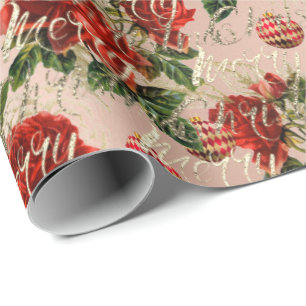 God julglitter skrivar rosa guld- Baubles Presentpapper