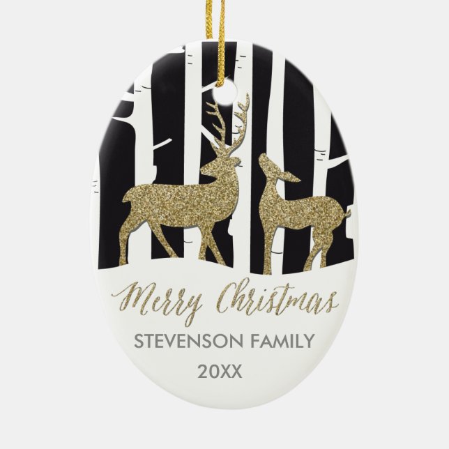 God julguld som blänker deersprydnaden julgransprydnad keramik (Baksidan)