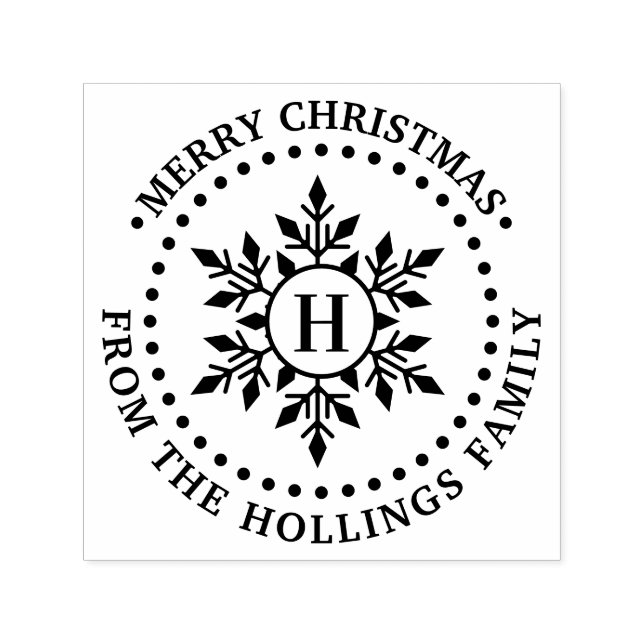 God julhälsning Snöflinga Namn Initial Självfärgande Stämpel (Design)