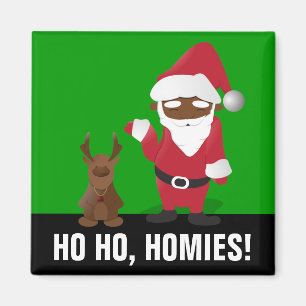 God julHomeboys: Svart Santa & Blingin Magnet