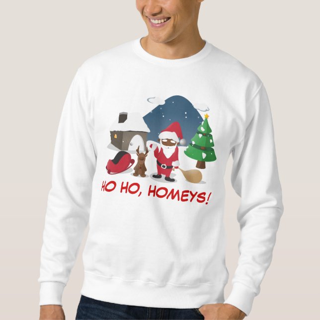 God julHomeboys: Svart Santa & Blingin Sweatshirt (Framsida)