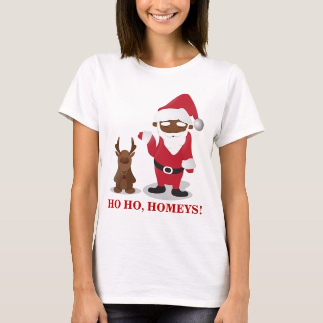 God julHomeboys: Svart Santa & Blingin T-shirt (Framsida)