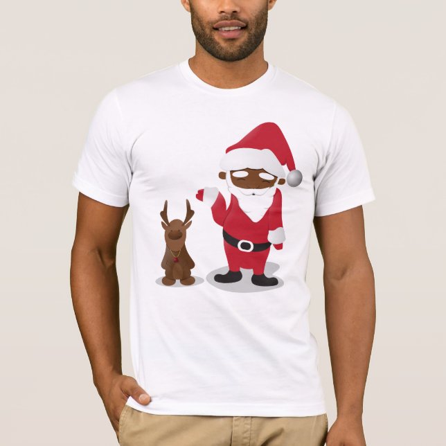 God julHomeboys: Svart Santa & Blingin Tee Shirt (Framsida)