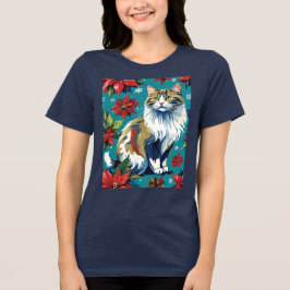 God julkatt med Poinsettias T Shirt