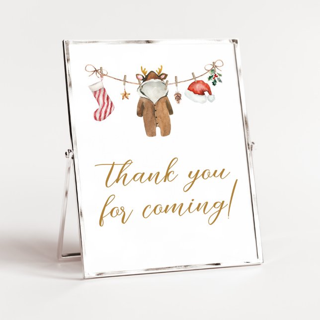 God Julkläder, Tack för kommande Poster (Merry Little Clothes Baby Shower Thank you for Coming Sign)