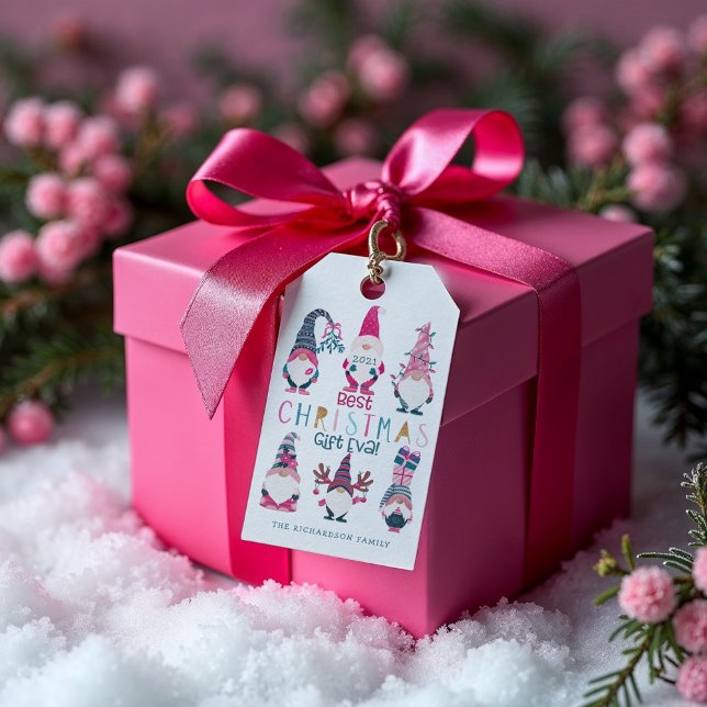 God julklapp Eva! Funny och Bright Gnomes Presentetikett (Best Christmas Gift Eva! Funny & Bright Gnomes Gift Tags)