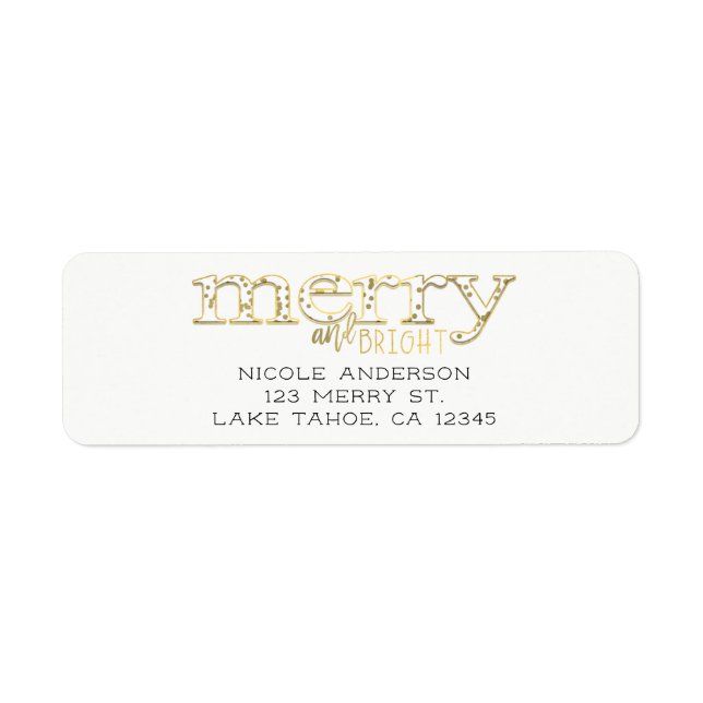 God Julkort för vit Guld-Helgdag Returadress Etikett (Framsidan)