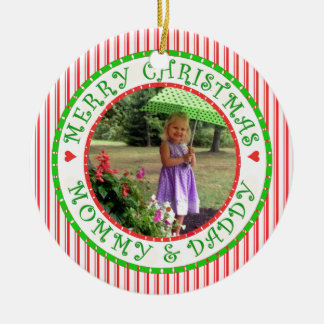 God julmamma- och pappafotocandy cane julgransprydnad keramik