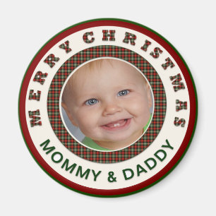 God julmammor och pappaanpassningsbarfoto magnet