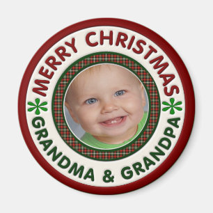 God julmormor och morfarfoto magnet
