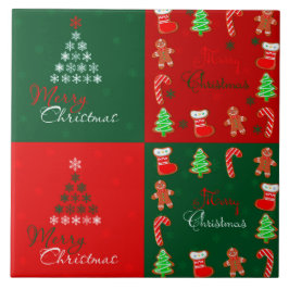 God julPatchwork i vintergrönt och rött Kakelplatta