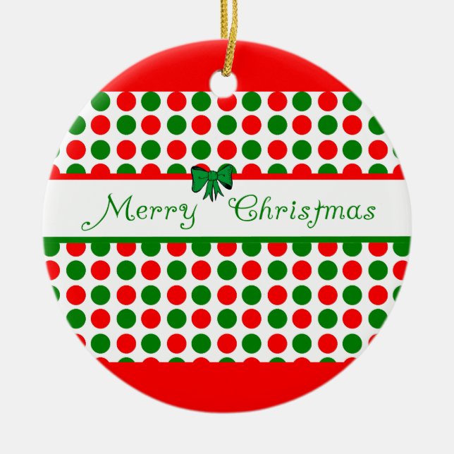 God julpolka dots julgransprydnad keramik (Framsidan)