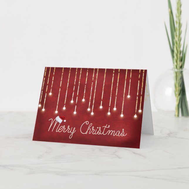 God julrepdesign med ljus på rött helgkort (Framsida)