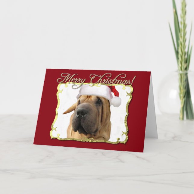 God julShar Pei hund Helgkort (Framsida)