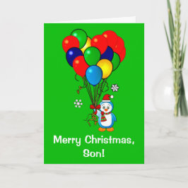 God julSonpingvin med ballonger Helgkort