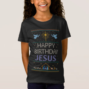 God julsötare Färg Grattis på födelsedagen Jesus Tee Shirt