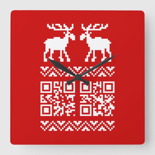 God Julsötare QR-kod Gott nytt år! Fyrkantig Klocka (Framsida)